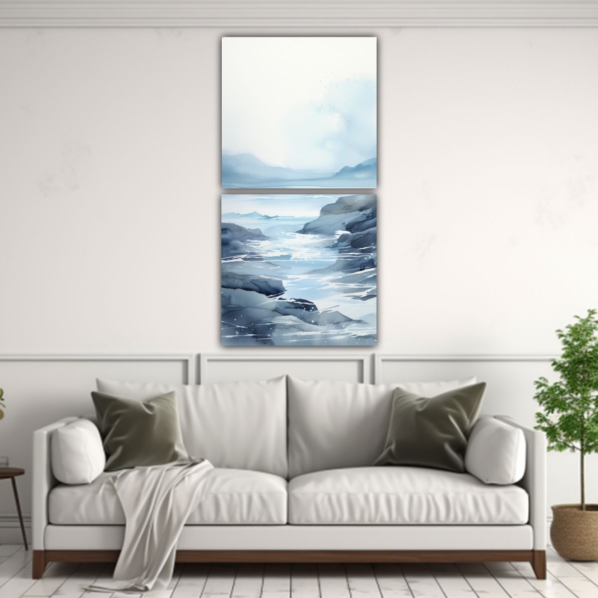 GENERICO - Cuadro Vintage Abstracto De Paisaje Costero En 20x40 Cm