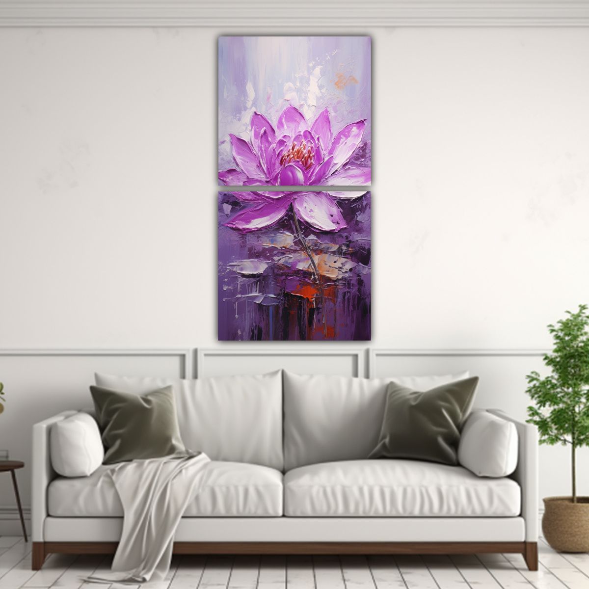 GENERICO - Pintura En Lienzo De Loto Morado En La 20x40 Cm