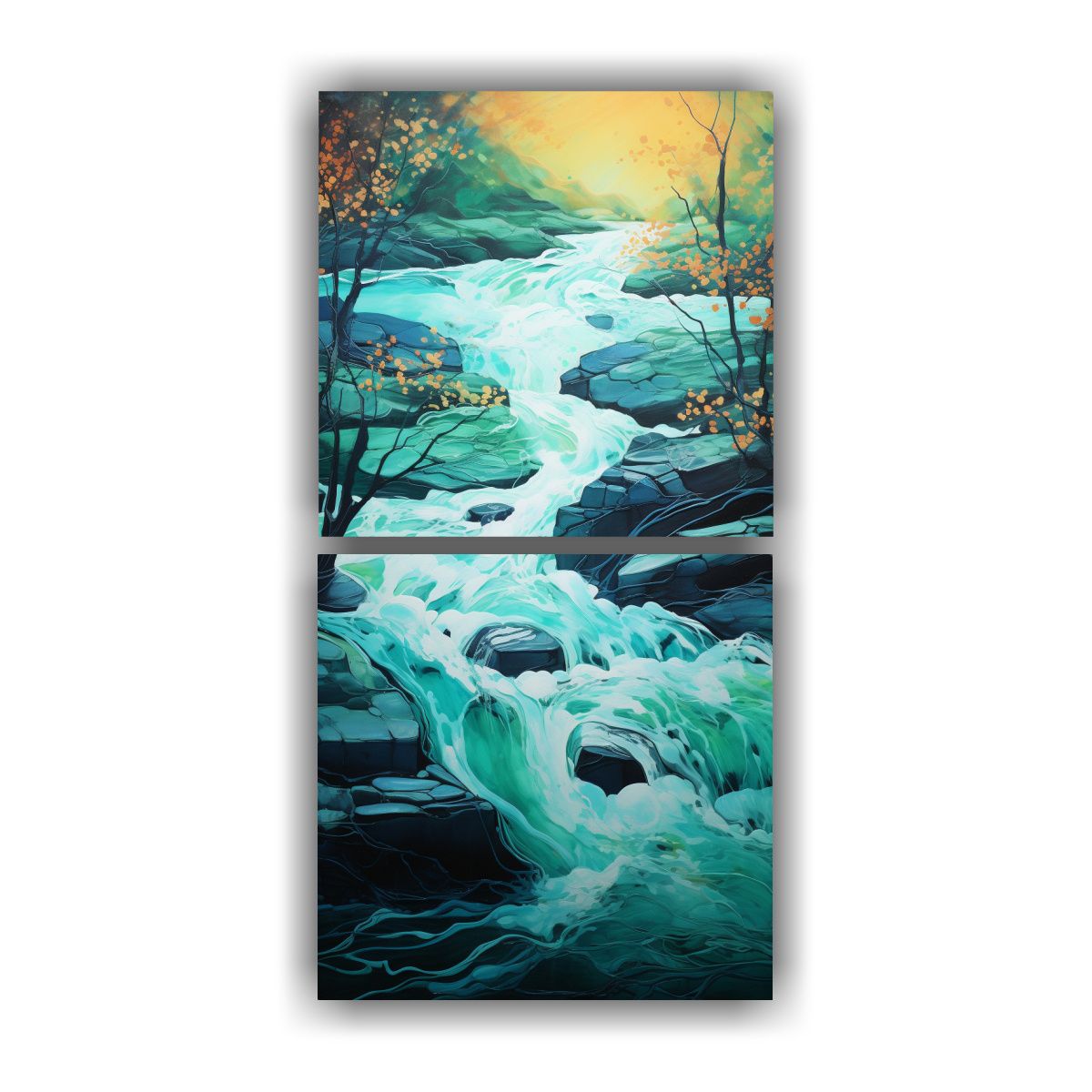 GENERICO - Flujo Abstracto De Un Río Tranquilo Pinturas 40x80 Cm