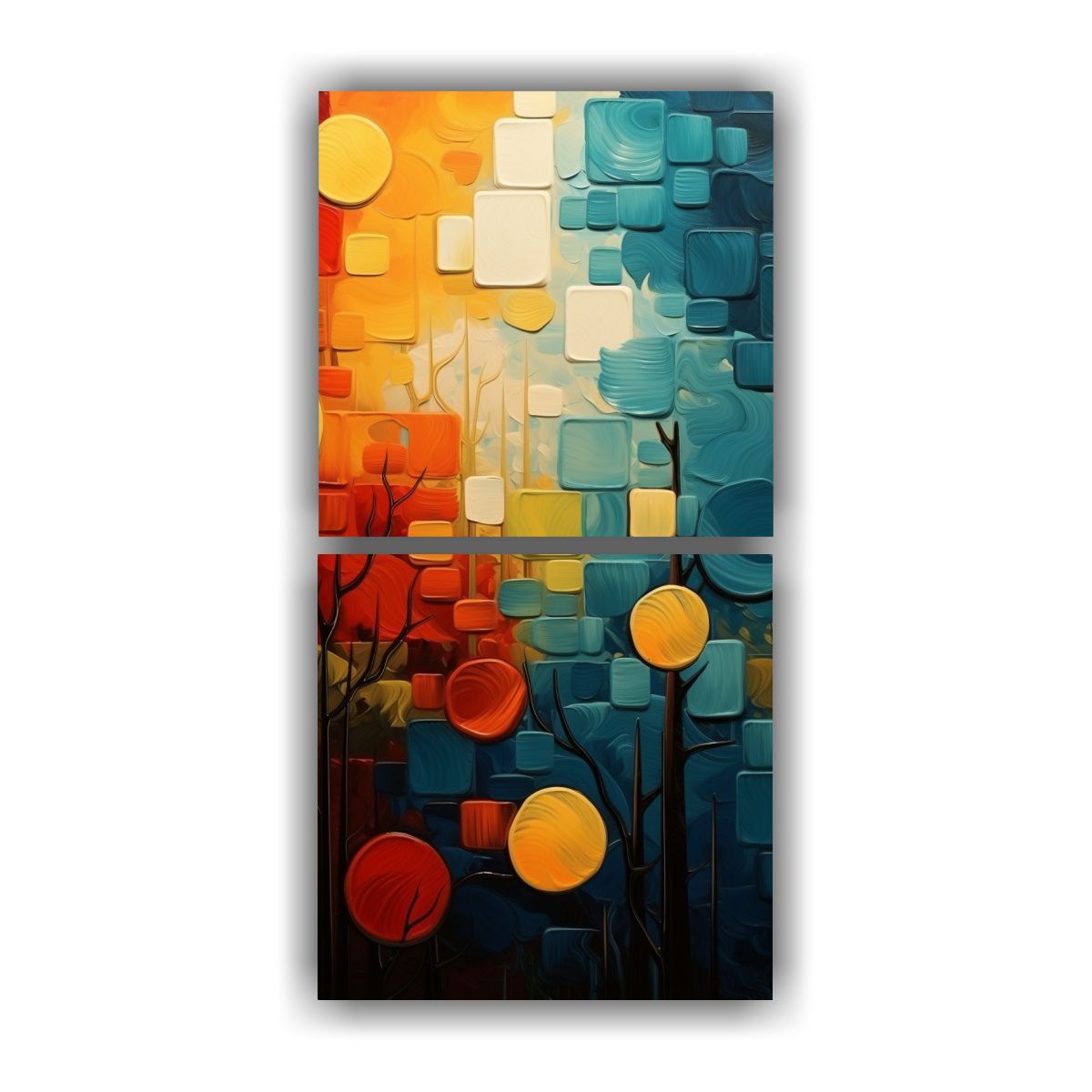 GENERICO - Pintura Abstracta Rectangular Forest En Bastidor 20x40 Cm