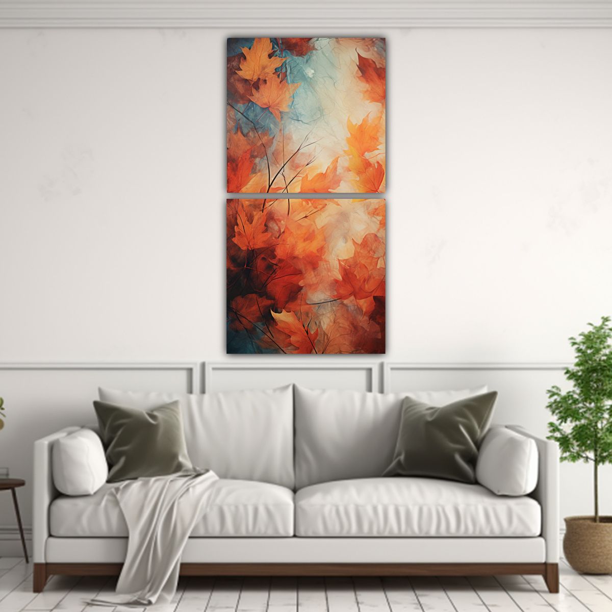 GENERICO - Set Cuadro Vertical Armonía Cromática Otoño En 50x100 Cm