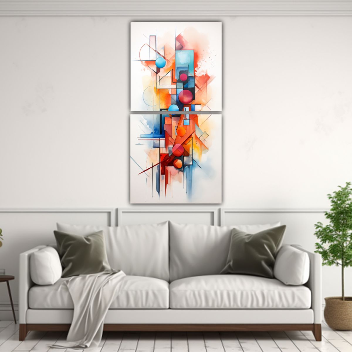 GENERICO - Pintura Decorativa Abstracta En Acuarela Para 50x100 Cm