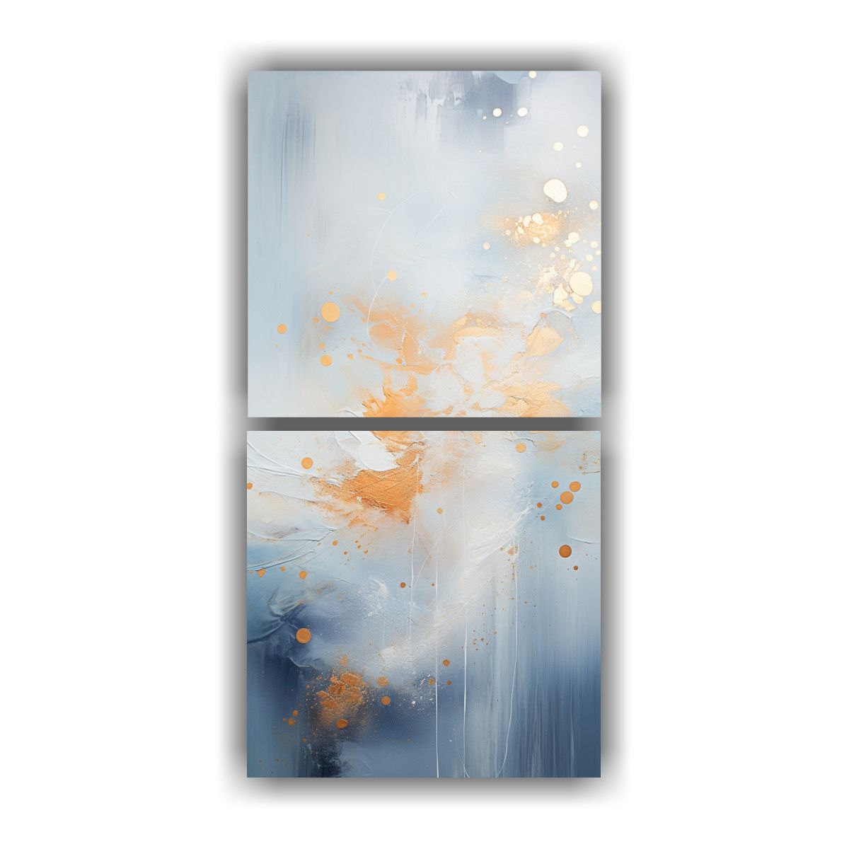GENERICO - Diseño Pintura Abstracta Blanca Con Oro Y Cobre 40x80 Cm