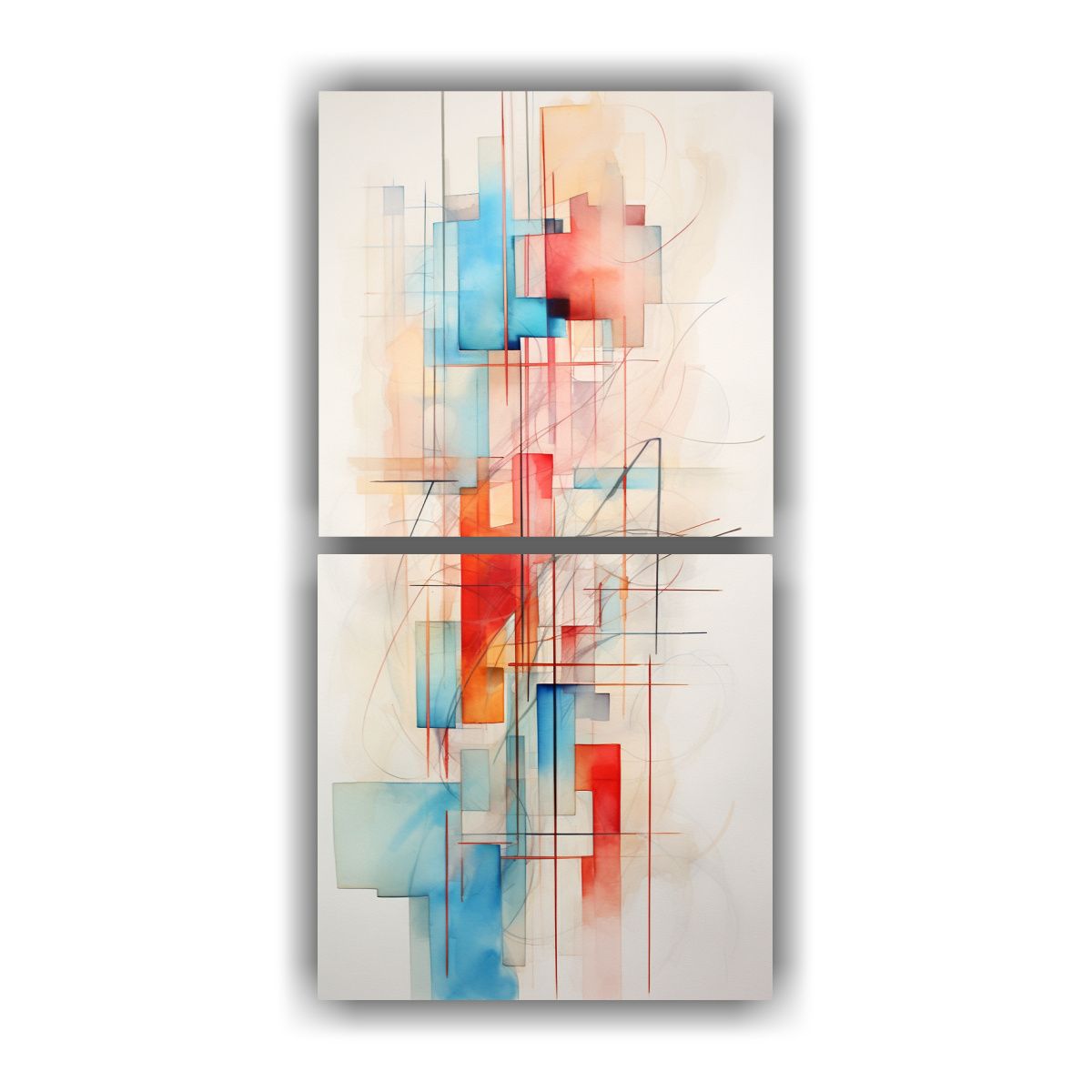 GENERICO - Cuadros Abstractos Con Acuarelas Para Impacto 20x40 Cm