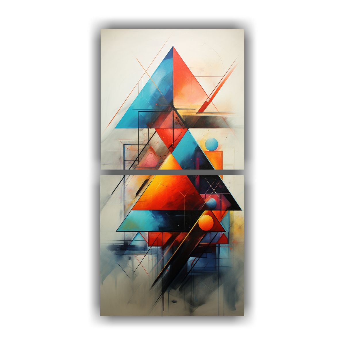GENERICO - Cuadros Abstractos Con Triangulos Dos Artes 50x100 Cm