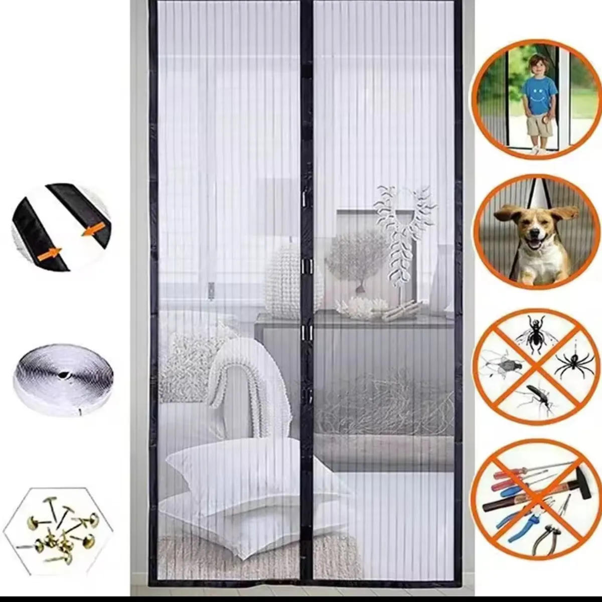 GENERICO - Malla Magnético Antimosquitos Cortina Magnética 210x100