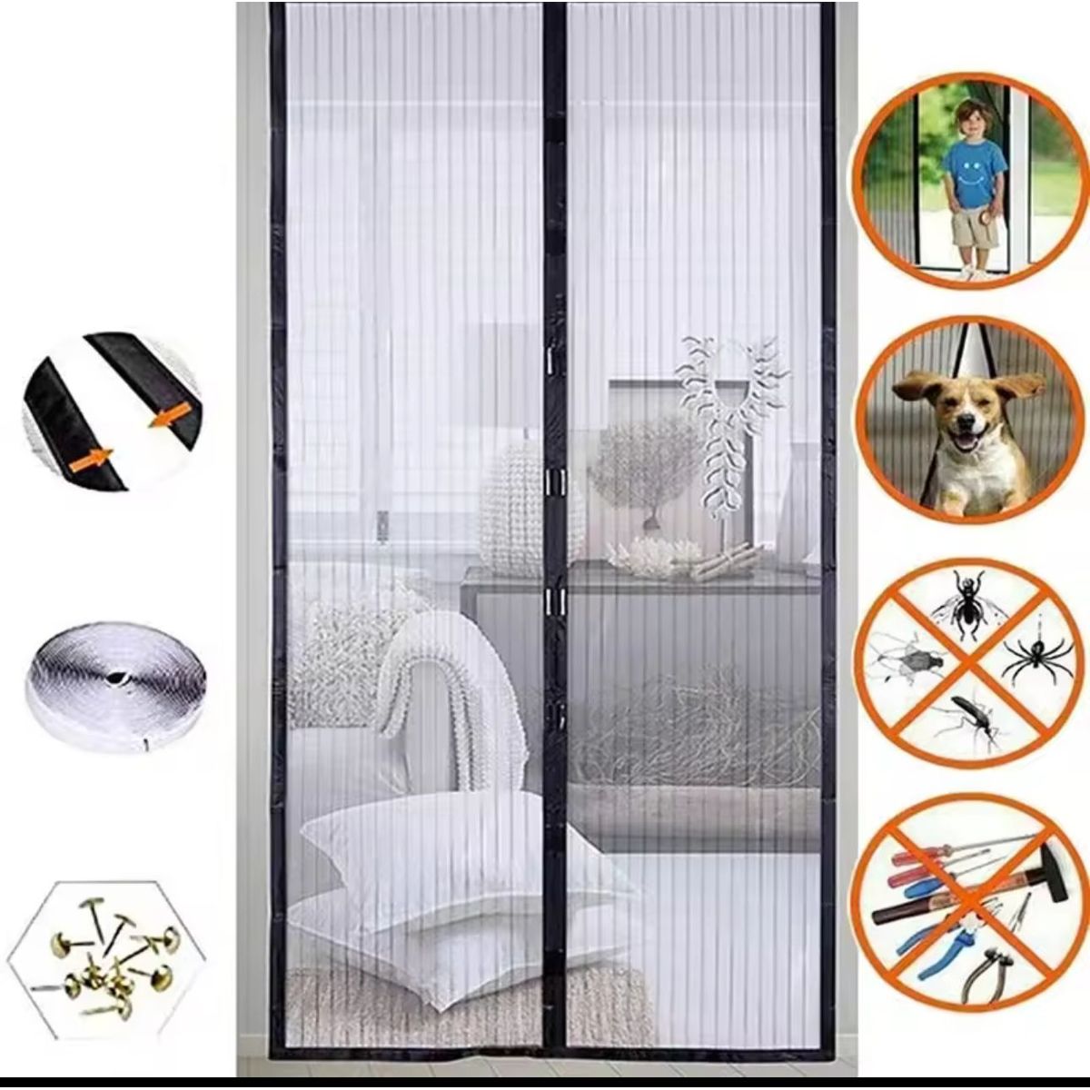 GENERICO - Malla Magnético Antimosquitos Cortina Magnética 210x100