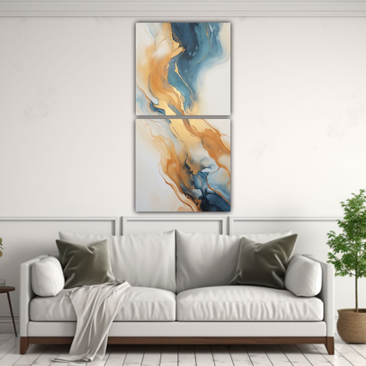 GENERICO - Pintura Abstracta En Acrílico Fluído Beige 60x120 Cm