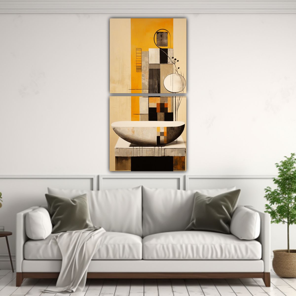 GENERICO - Cuadros Abstractos Lineales Para Baños 30x60 Cm