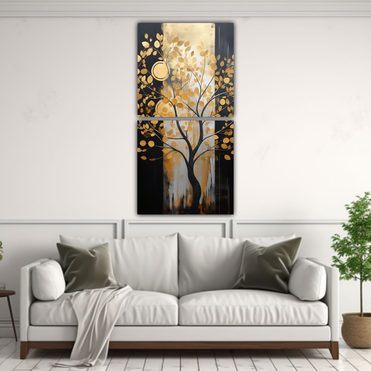 GENERICO - Pintura Decorativa De Escenario árbol En Negro Y 50x100 Cm