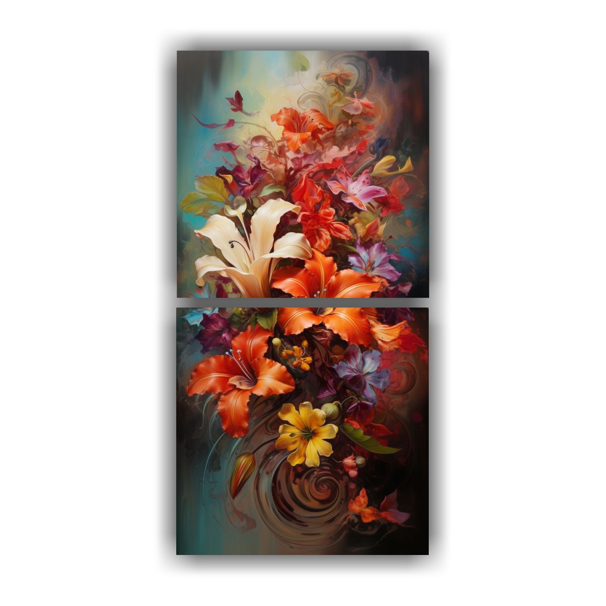 GENERICO - Cuadros Abstractos Flores Vibrantes En Lienzo 60x120 Cm