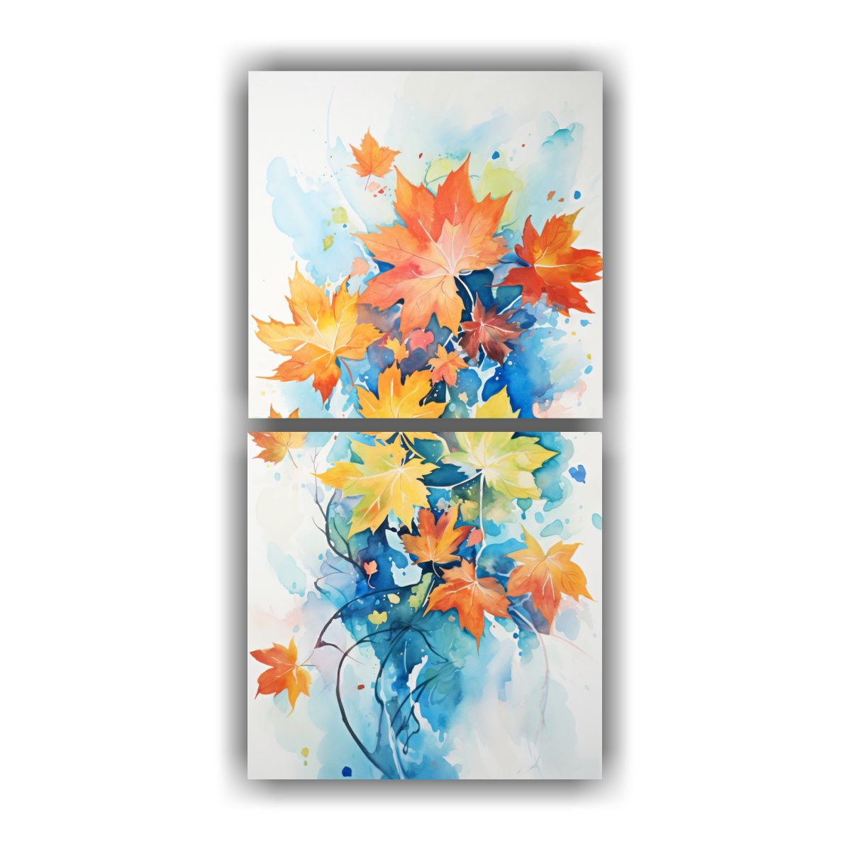 GENERICO - Cuadros De Hojas Coloridas Con Salpicaduras 60x120 Cm