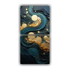 GENERICO - Pintura Abstracta Dinámica En Oro Y Negro Para 20x40 Cm