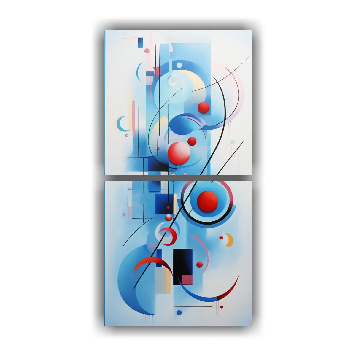 GENERICO - Pintura Abstracta Azul En Estilo Urbano De Dos 20x40 Cm