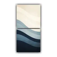 GENERICO - Pintura Abstracta Azul Y Gris Sobre Lienzo Blanco 20x40 Cm