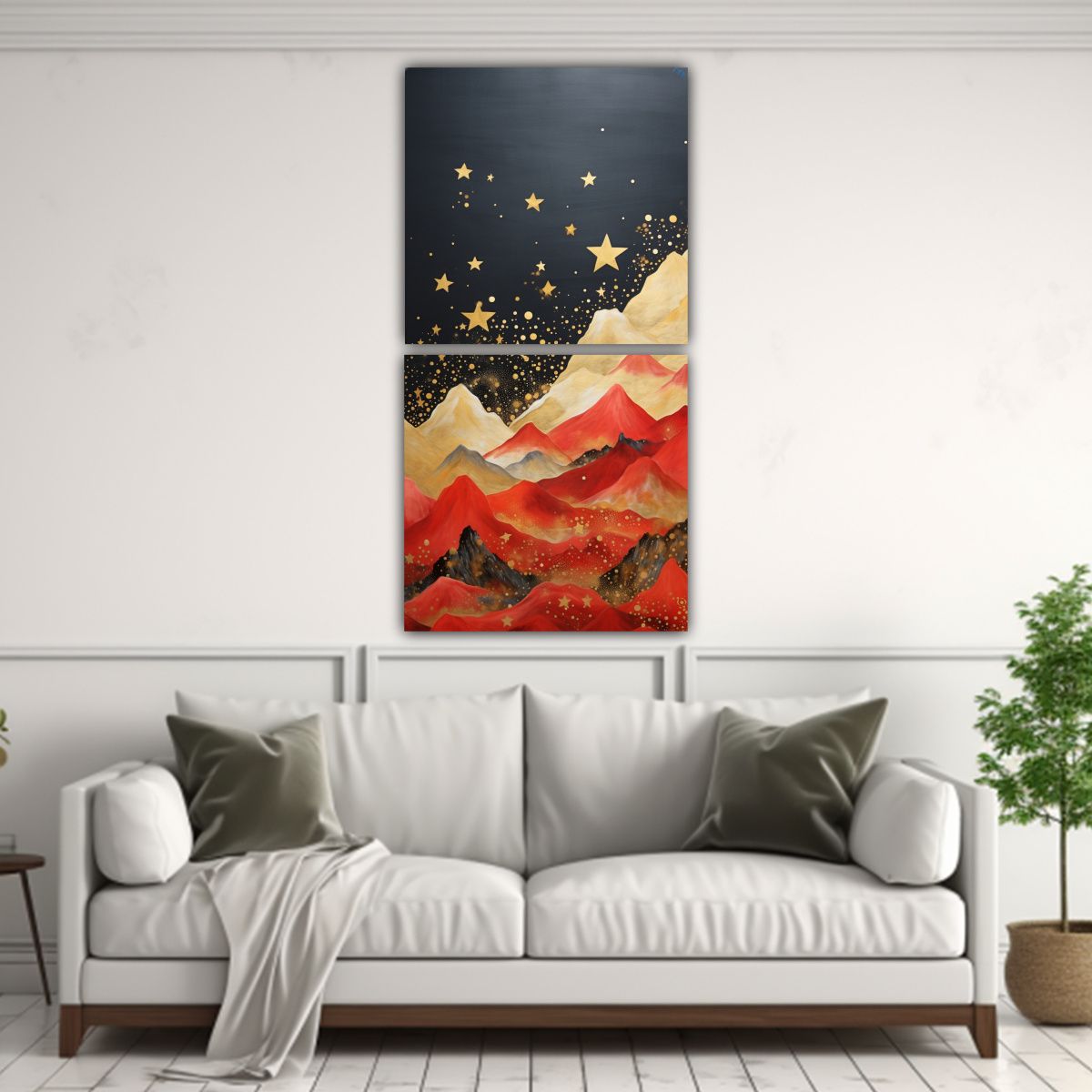 GENERICO - Cuadro Expresionismo De Paisaje De Montaña Con 60x120 Cm