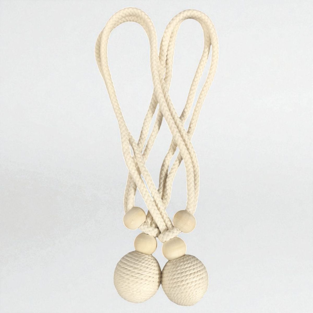GENERICO - Pack De 02 Sujetadores Para Cortinas - Bola Tejida Beige