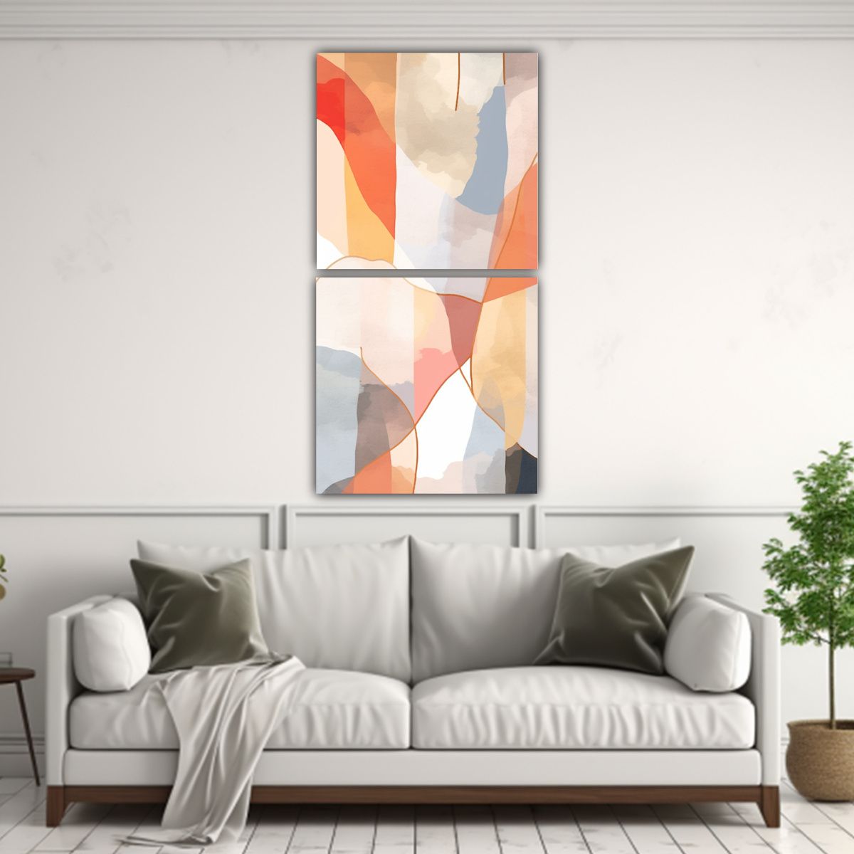 GENERICO - Conjunto 2 Lienzos Finas Líneas Protagonismo 40x80 Cm