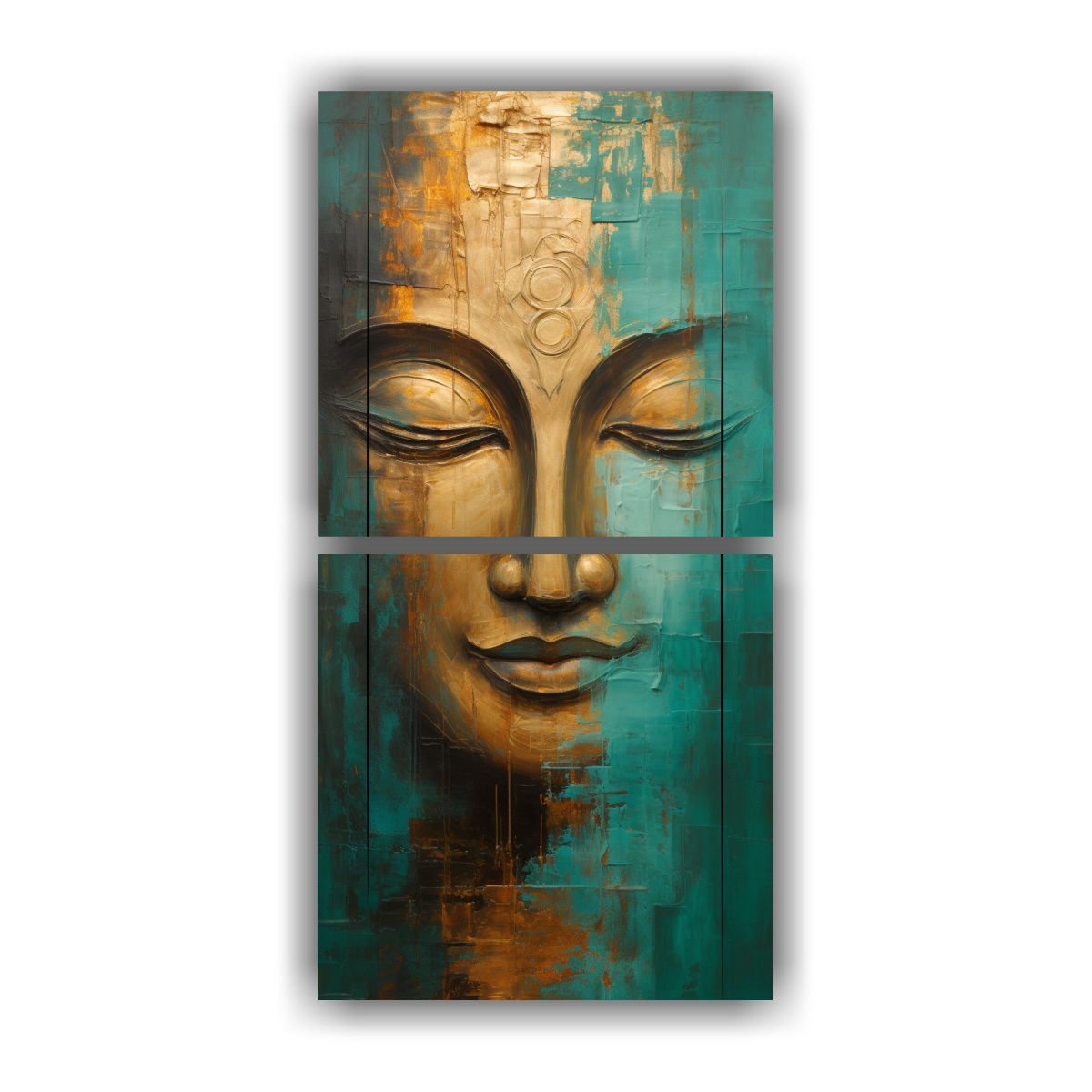 GENERICO - Pintura Abstracta Estilo Oro Y Turquesa Con 30x60 Cm