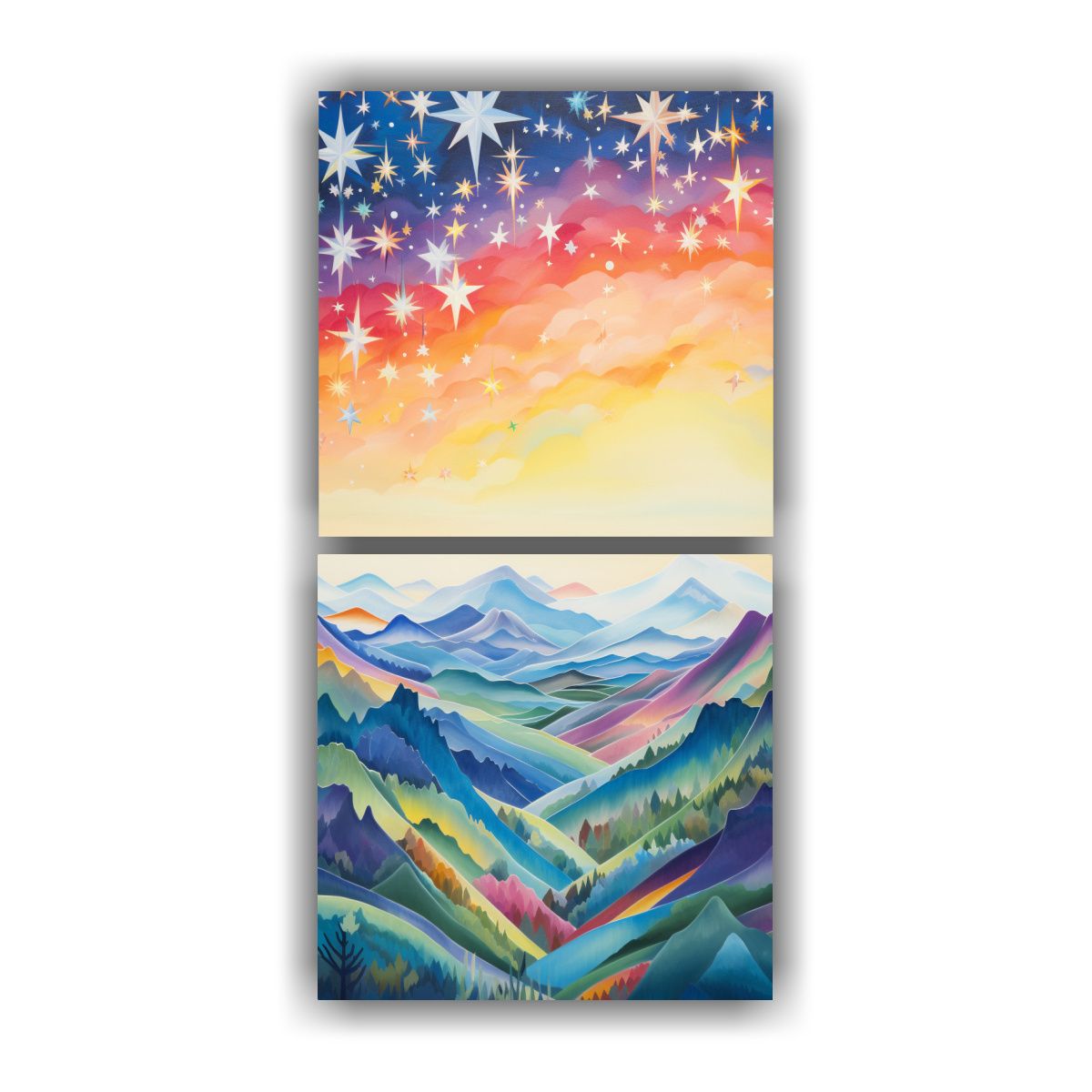 GENERICO - Cuadros Paisaje Montaña Con Composición 30x60 Cm