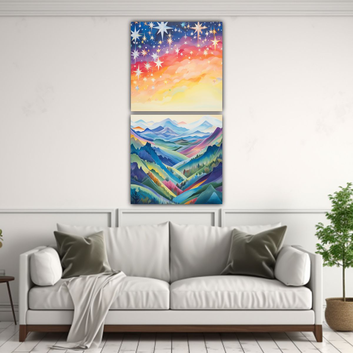 GENERICO - Cuadros Paisaje Montaña Con Composición 30x60 Cm