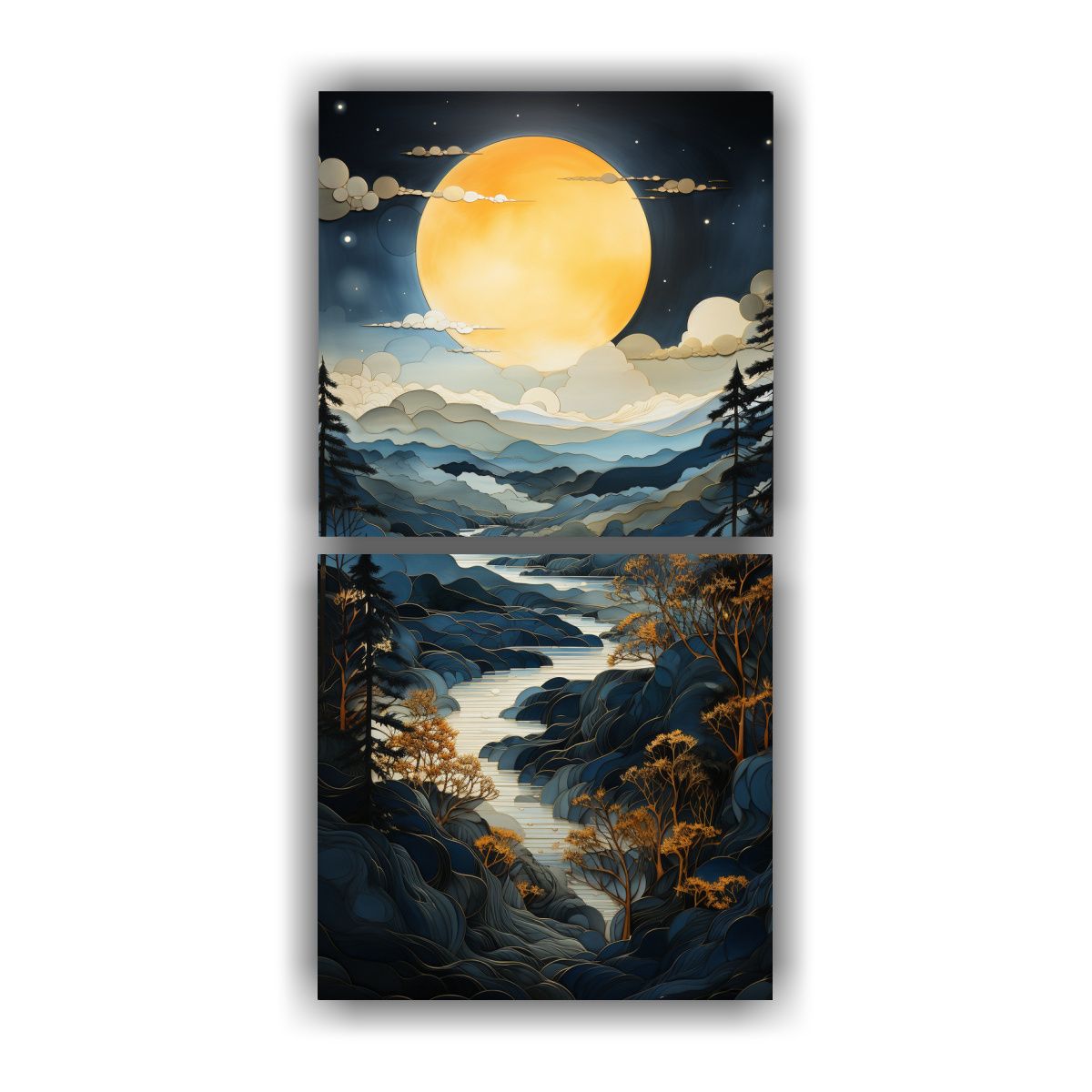 GENERICO - Decoración Pinturas Dos Composiciones Colores 20x40 Cm