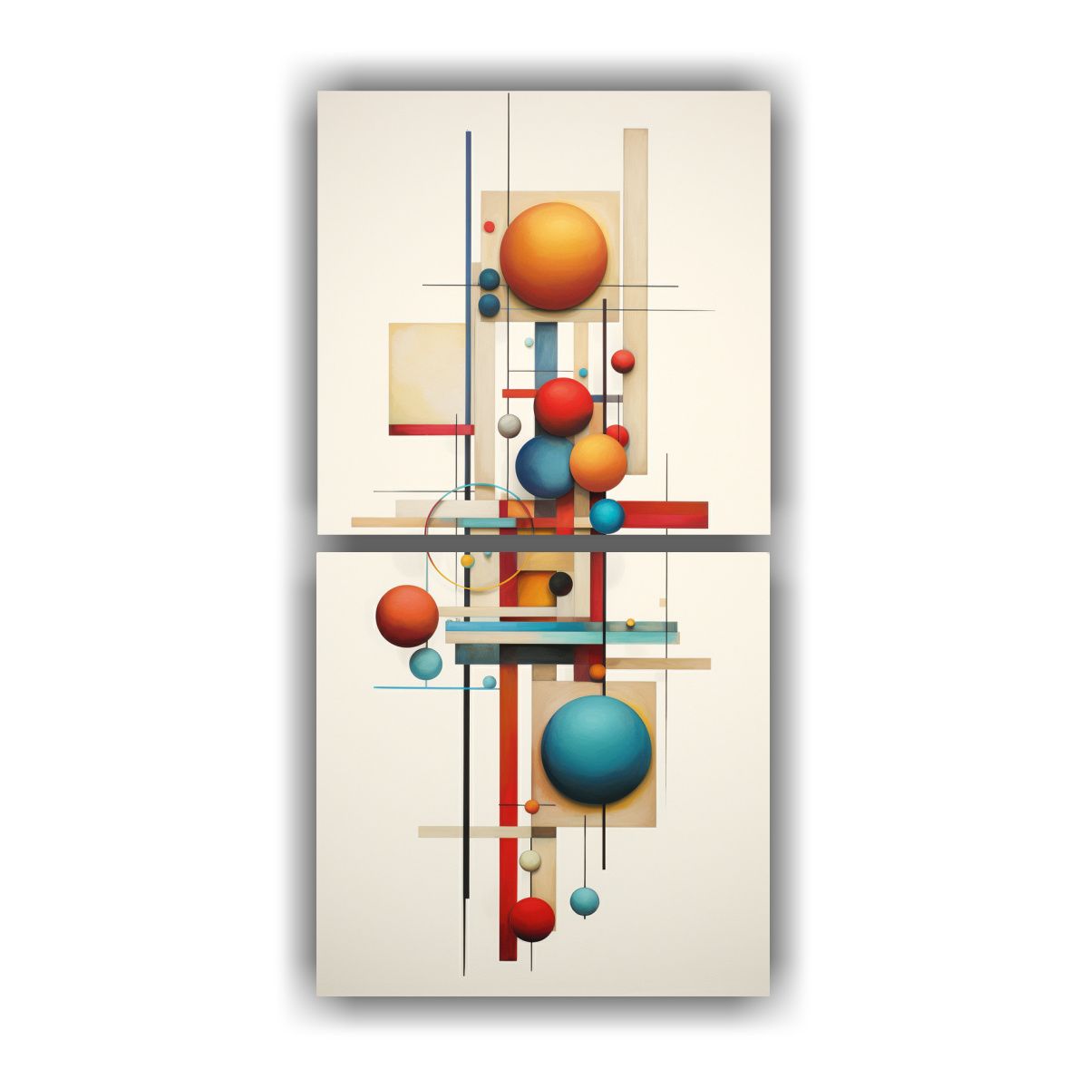 GENERICO - Cuadros Abstractos Con Formas Geométricas 20x40 Cm