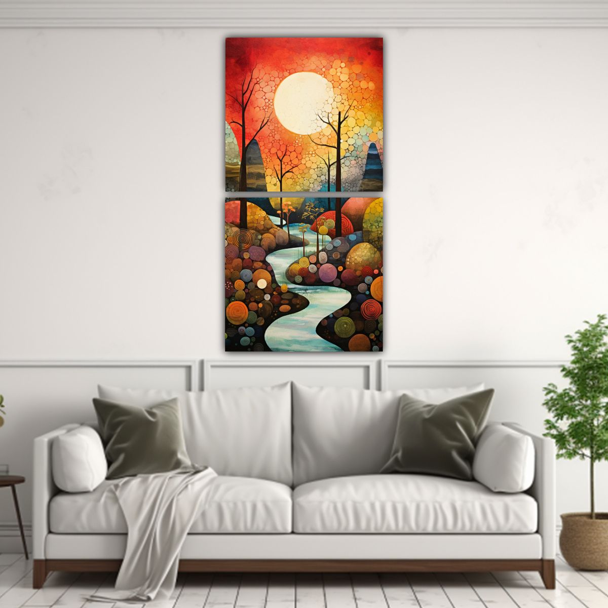 GENERICO - Conjunto De 2 Lienzos Cálidos Estilo Fusión De 40x80 Cm