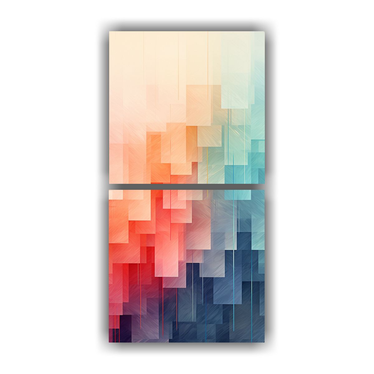 GENERICO - Pinturas Abstractas De Formación Geométrica En 40x80 Cm