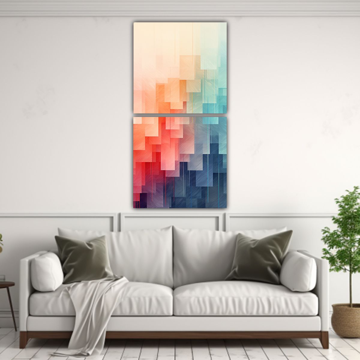 GENERICO - Pinturas Abstractas De Formación Geométrica En 20x40 Cm