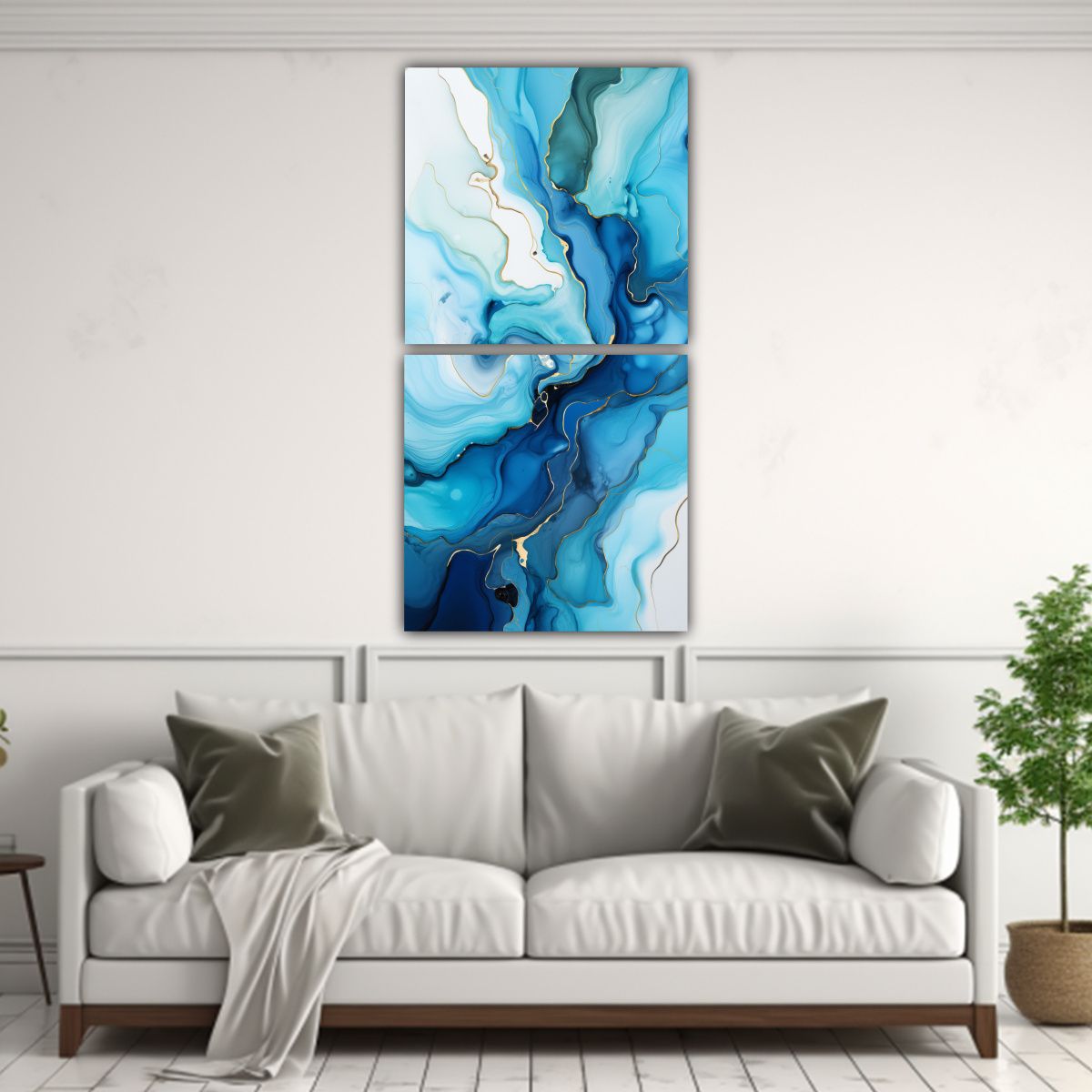 GENERICO - Cuadros Diseño Holográficos Azul Claro Azul 20x40 Cm