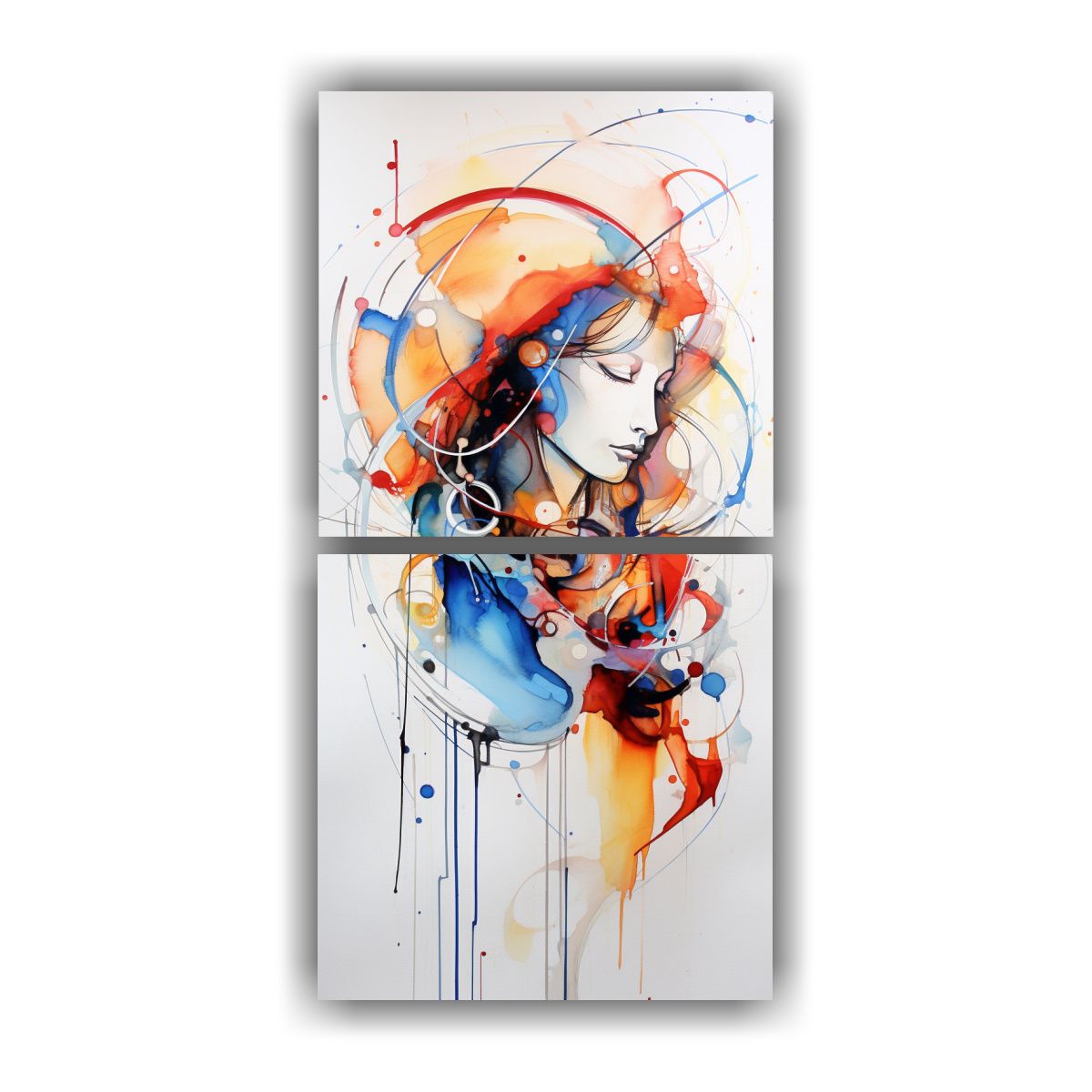 GENERICO - Pinturas Abstractas Con Acuarela En Set De 2 40x80 Cm