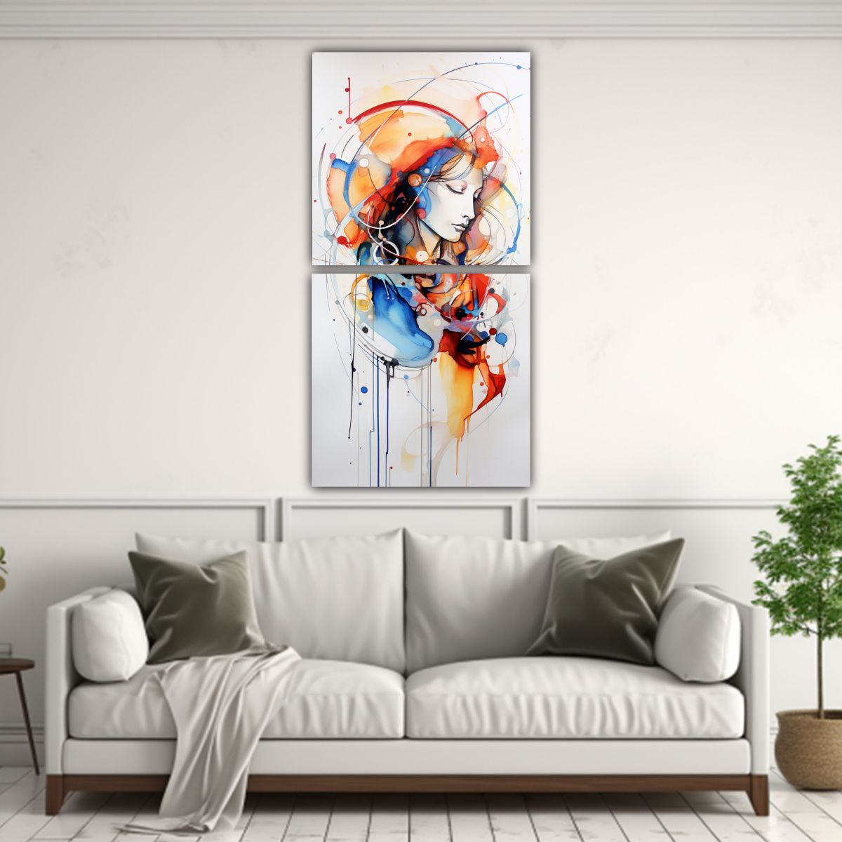 GENERICO - Pinturas Abstractas Con Acuarela En Set De 2 40x80 Cm