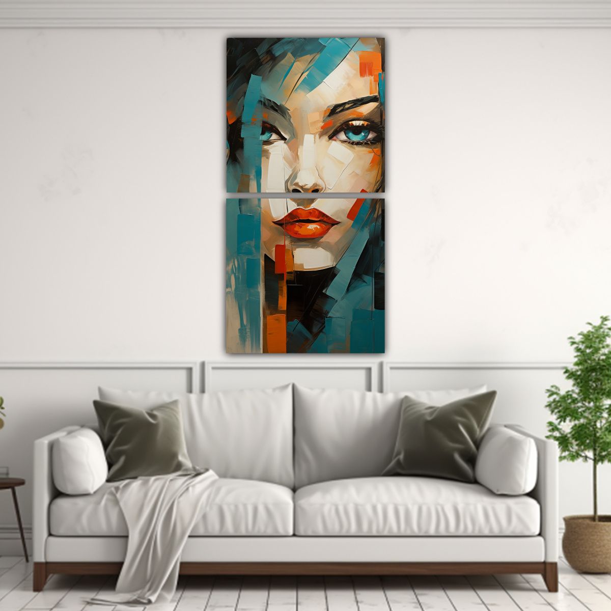 GENERICO - Pintura Mujer Abstracta Estilo Vintage En Duo 60x120 Cm