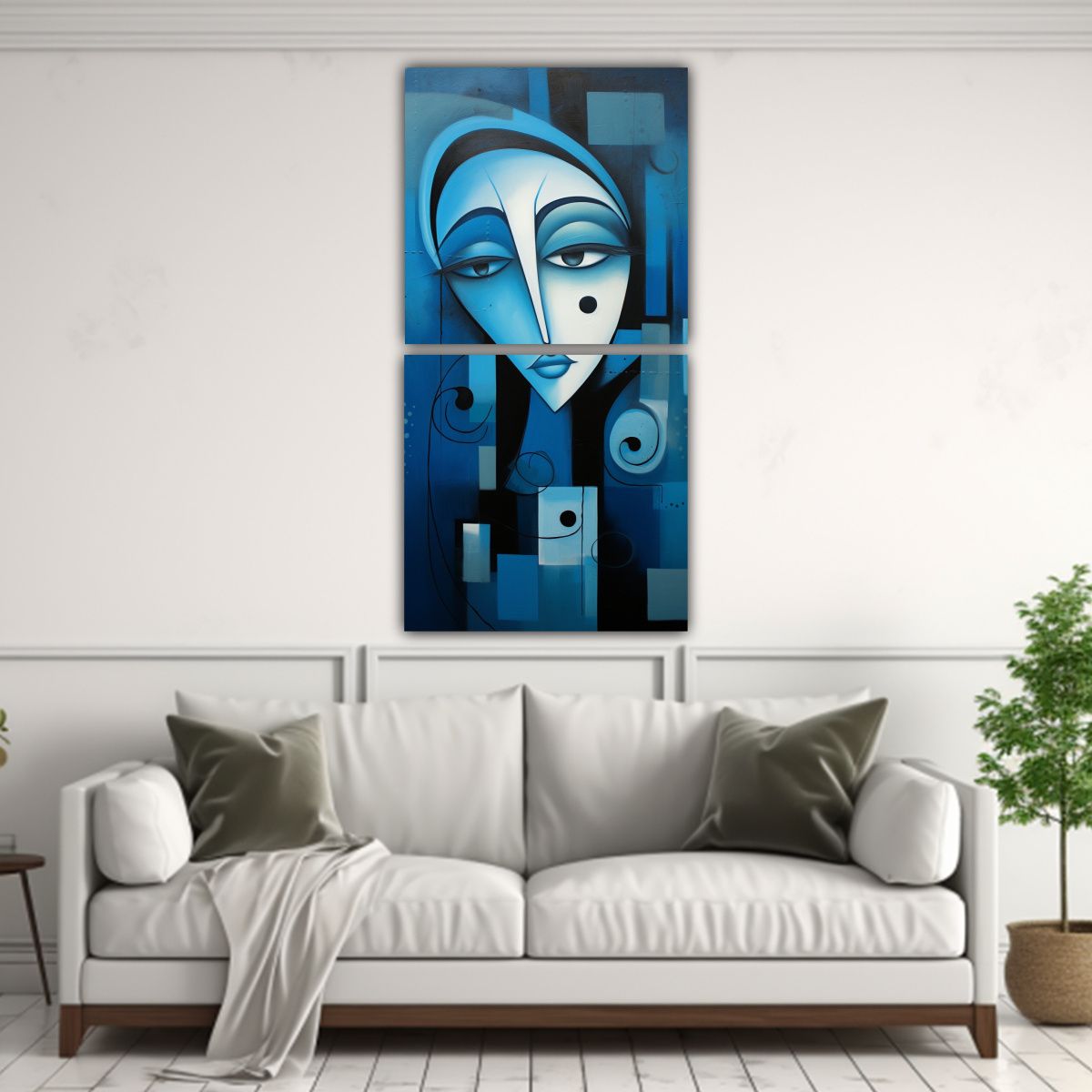 GENERICO - Pinturas Abstractas Duraderas En Tonos Azules 20x40 Cm