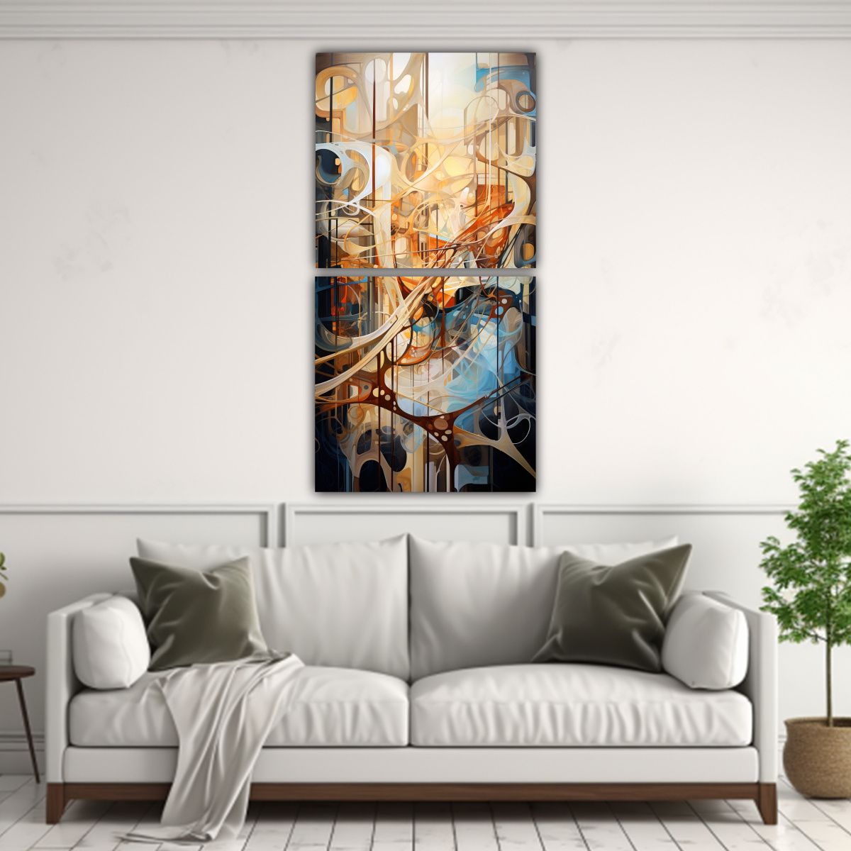 GENERICO - Cuadros Abstractos De Tela Con Capas De Recuerdos 30x60 Cm