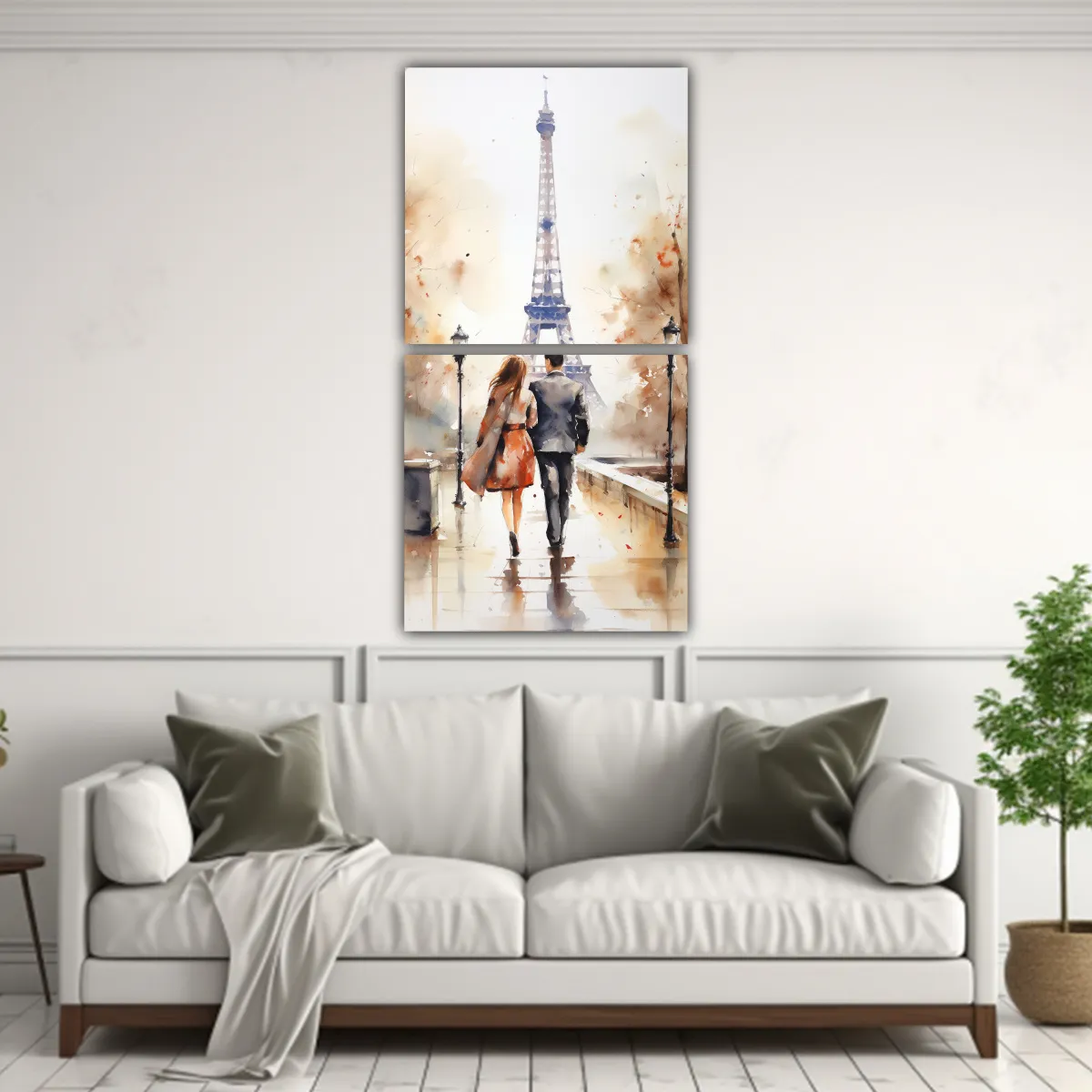 GENERICO - Cuadro Lienzo Perspectiva Pareja Joven Caminando 50x100 Cm