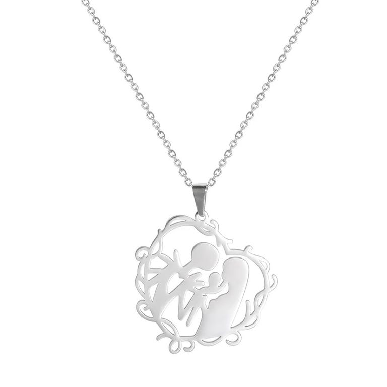 Collar Familia con Hijo Acero Plateado Plateado TALLA UNICA