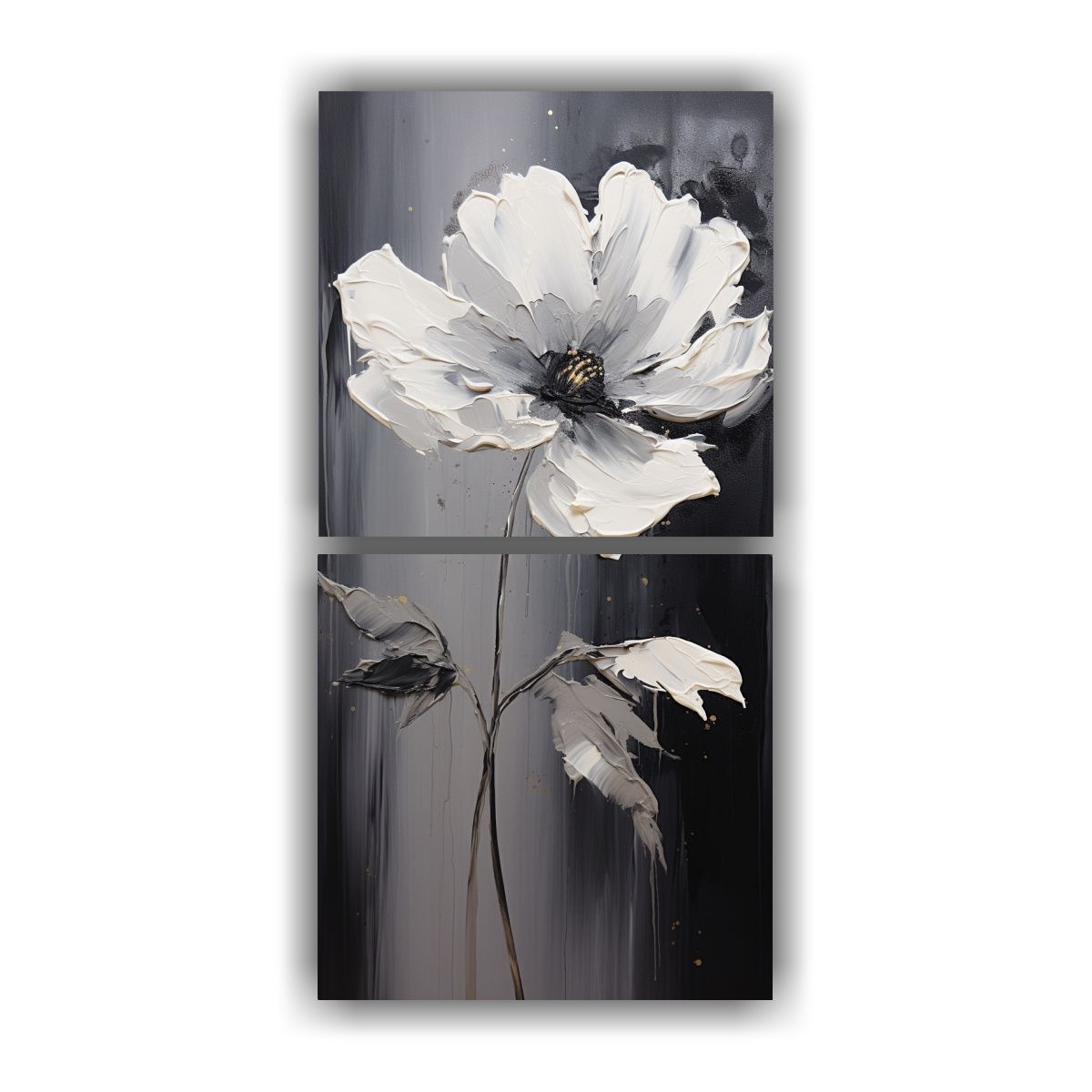 GENERICO - Cuadro Floral En Lienzo Set 2 Colores Pintura De 60x120 Cm