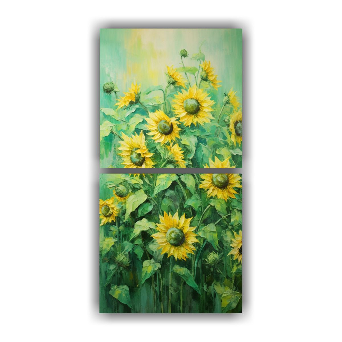 GENERICO - Dibujo Arte Gráfico De Girasoles Verdes En 60x120 Cm