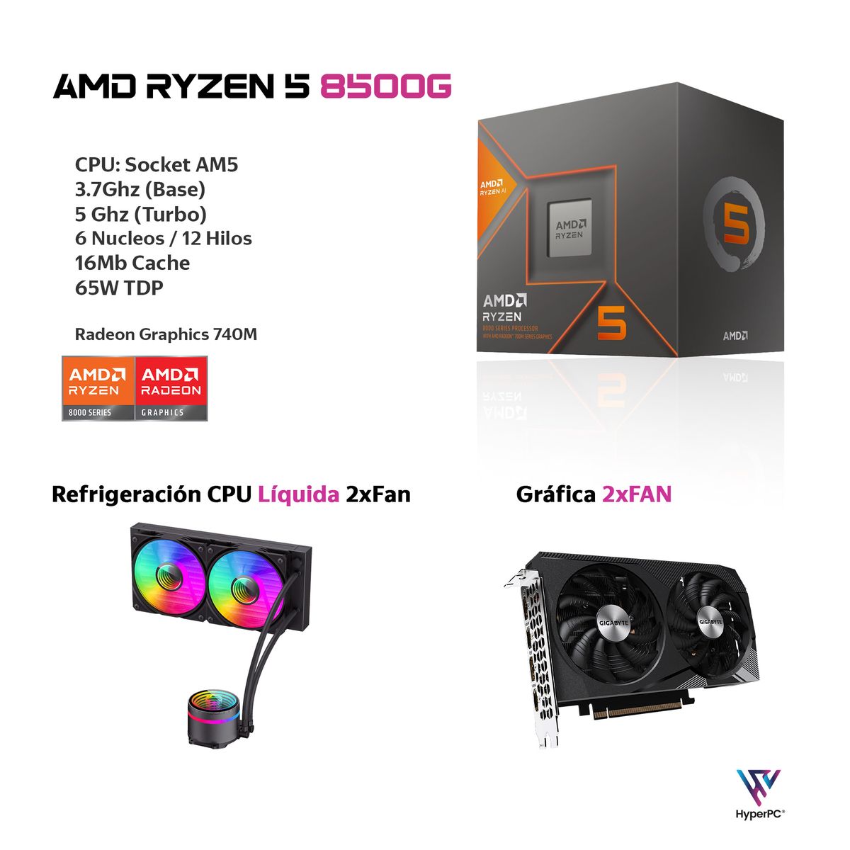 HYPERPC - PC GAMER AMD RYZEN 5 8500G 32Gb DDR5 2Tb RTX 5060 Ti WiFi