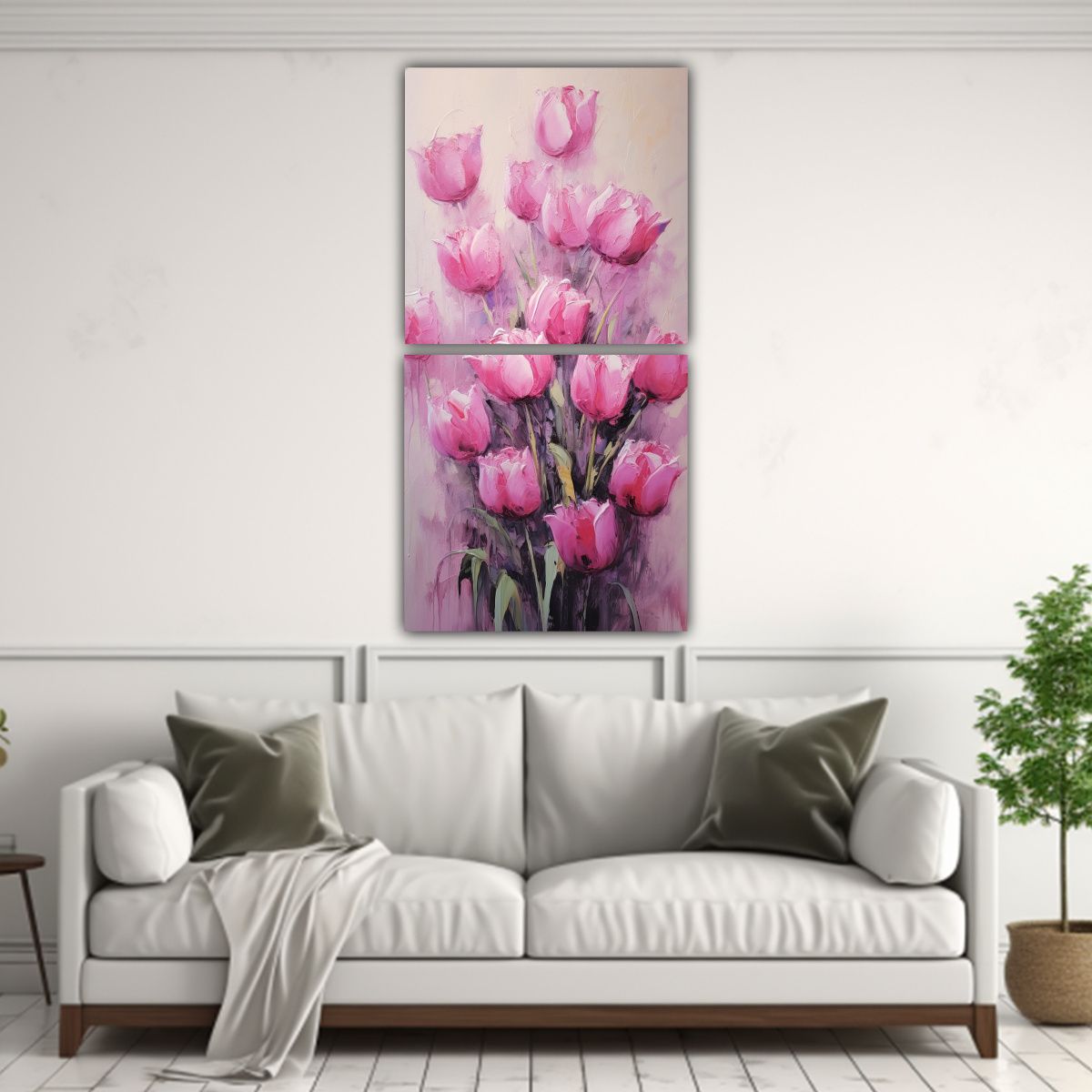 GENERICO - Set 2 Artes Diseño Armonía Pintura LIRIOS Rosa 50x100 Cm