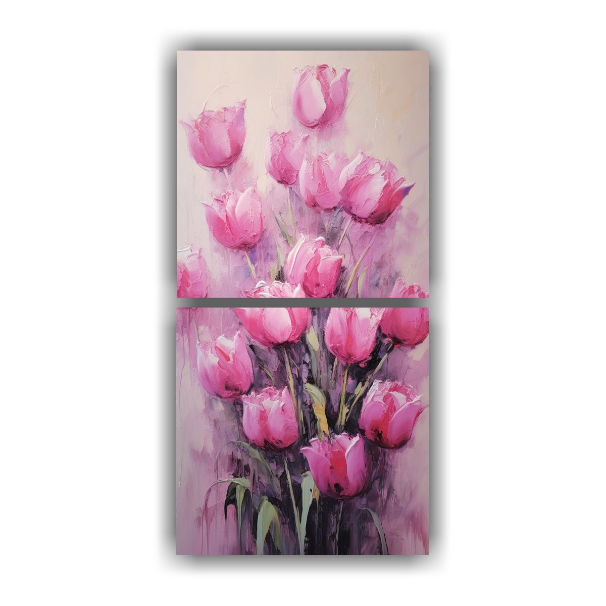 GENERICO - Set 2 Artes Diseño Armonía Pintura LIRIOS Rosa 20x40 Cm