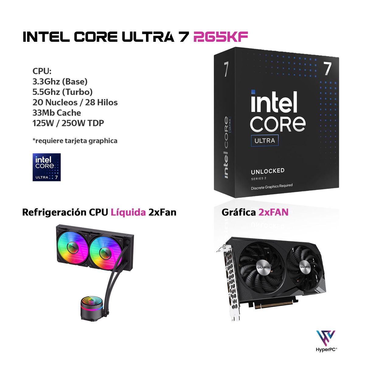 HYPERPC - PC GAMER INTEL CORE Ultra 7 265K 32Gb DDR5 1Tb RTX 5060 8Gb