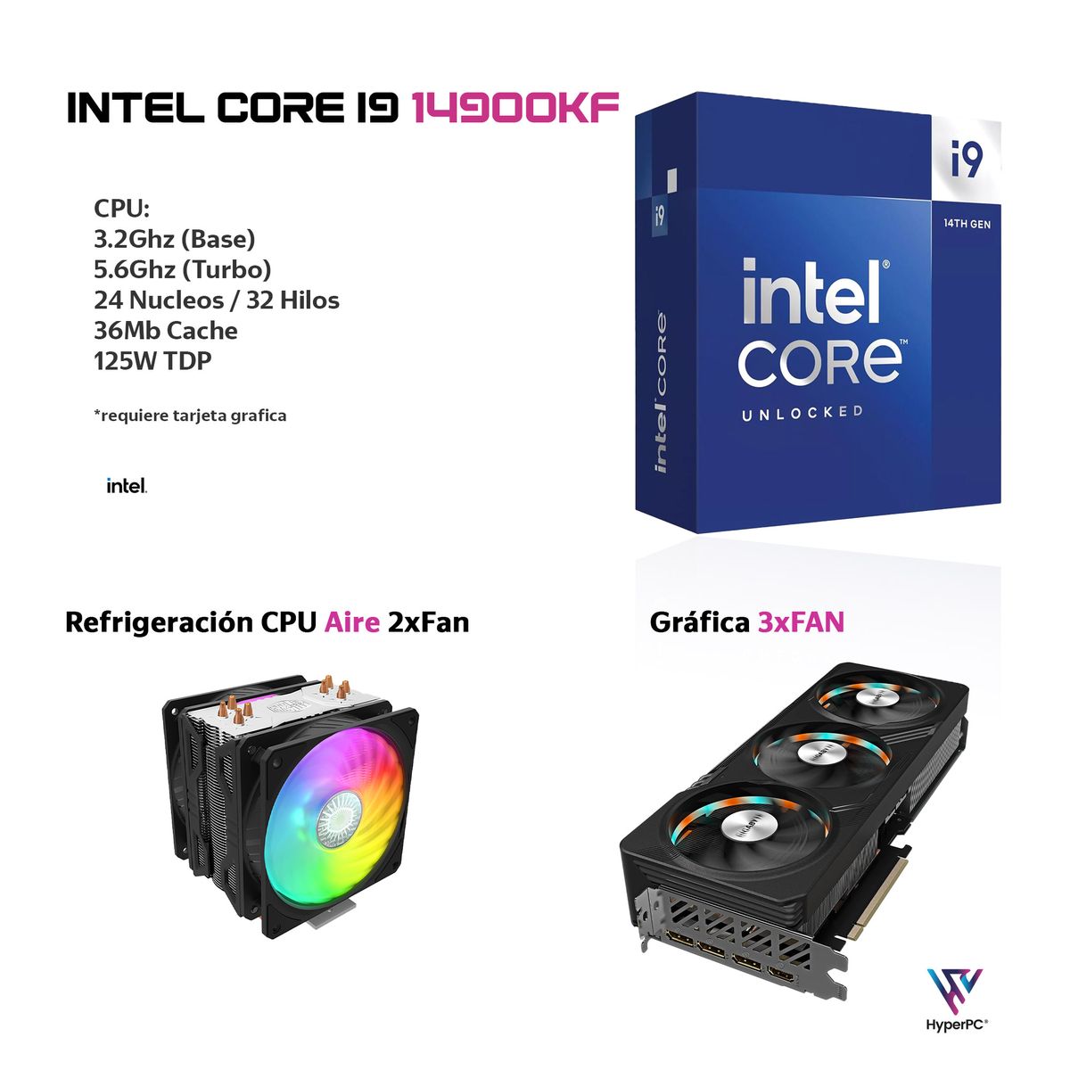 HYPERPC - PC GAMER INTEL CORE i9 14900KF 32Gb DDR5 1Tb RTX 5070 Ti 16Gb