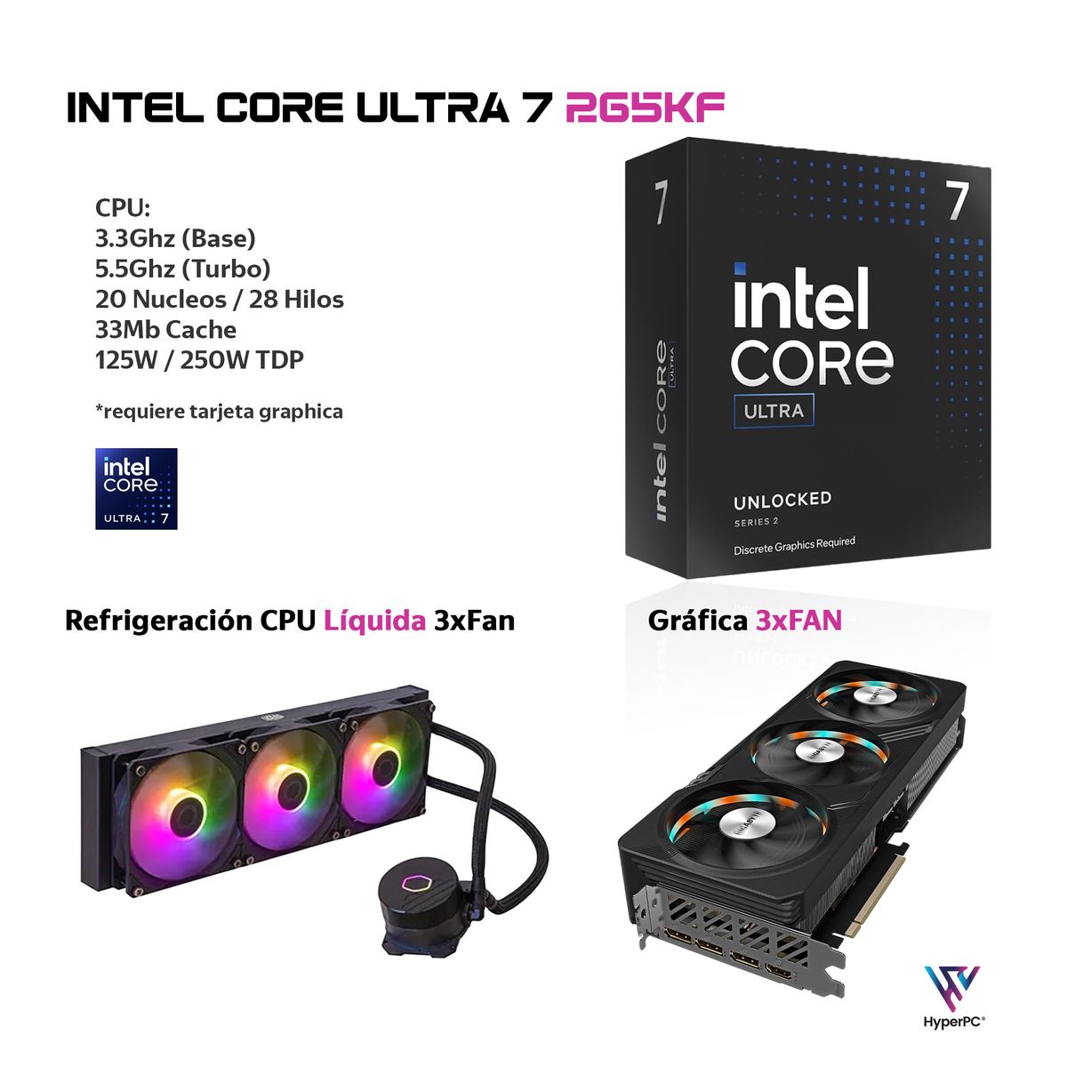 HYPERPC - PC GAMER INTEL CORE Ultra 7 265KF 32Gb DDR5 2Tb RTX 5060 Ti 16GB