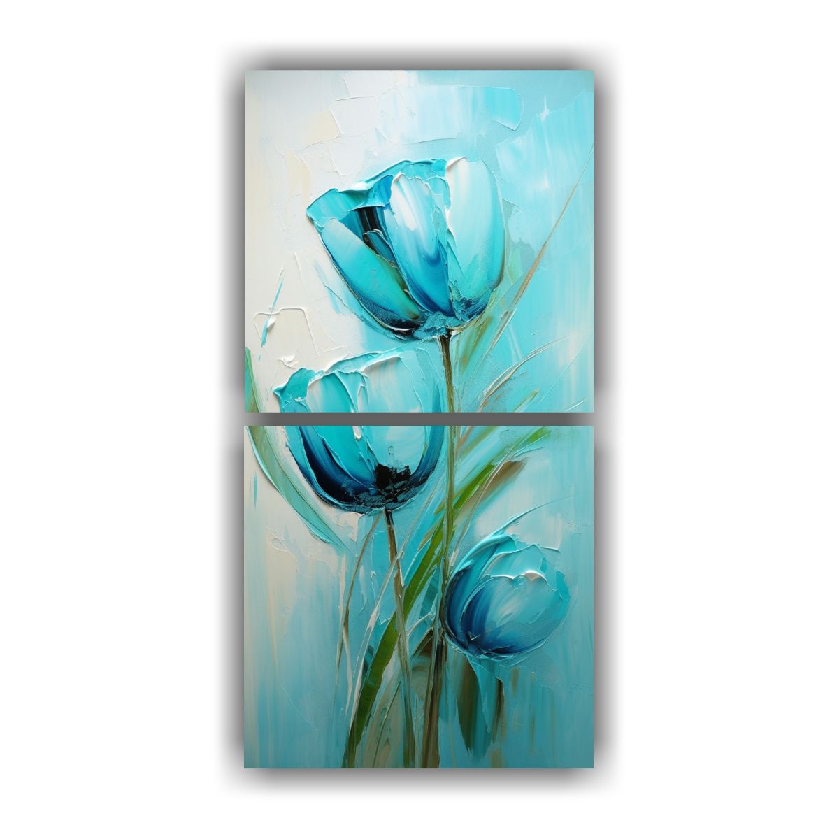 GENERICO - Pintura En Lienzo De Tulipanes Turquesa En Estilo 20x40 Cm
