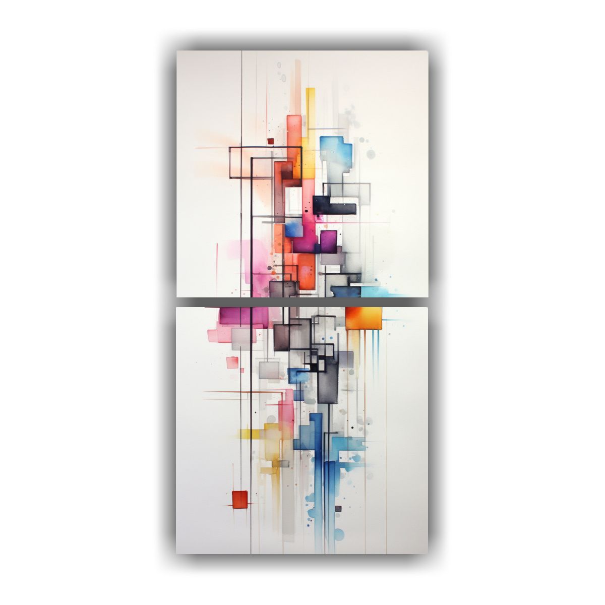 GENERICO - Cuadros Abstractos Pop Art En Tela Set De 2 40x80 Cm