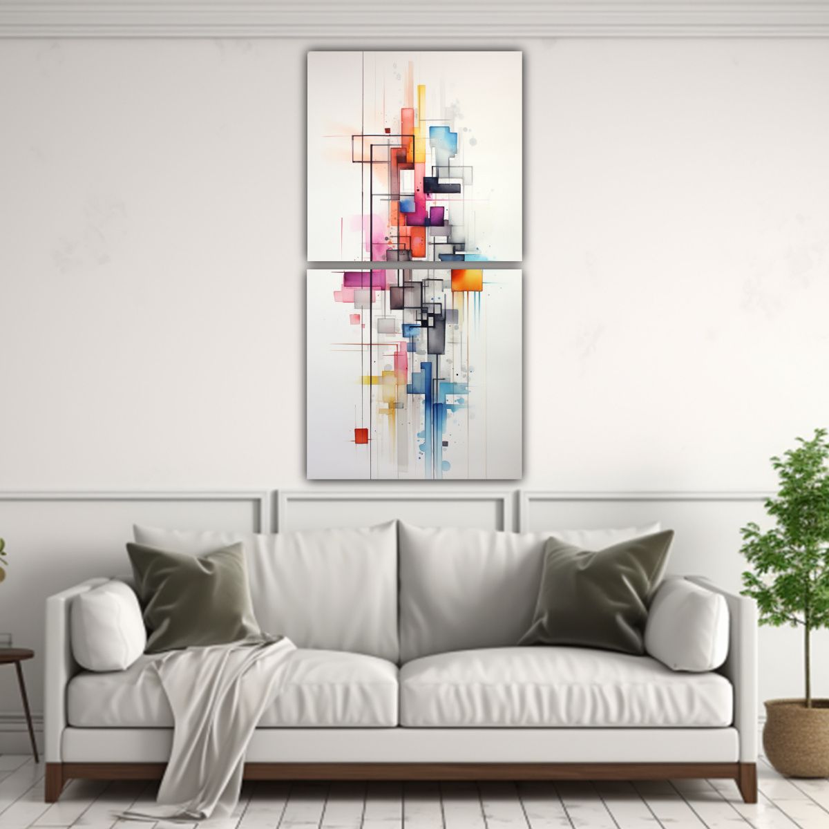GENERICO - Cuadros Abstractos Pop Art En Tela Set De 2 30x60 Cm