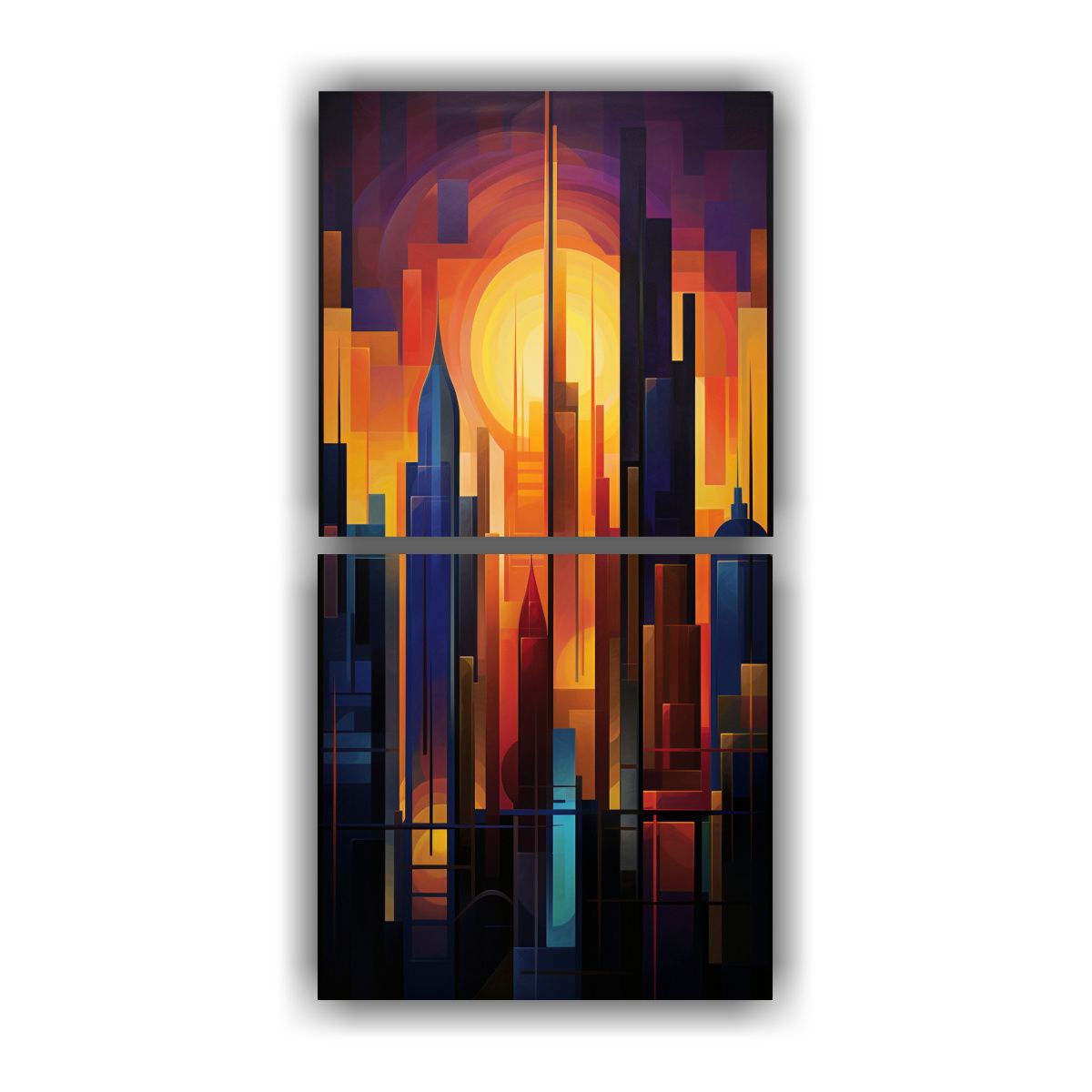 GENERICO - Díptico De La Ciudad Abstracta Elegante 20x40 Cm